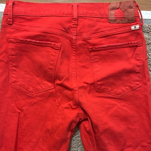 Lucky Brand Woman’s 6 Red Skinny Jeans Raw Hem Bottoms Like New - Picture 11 of 15